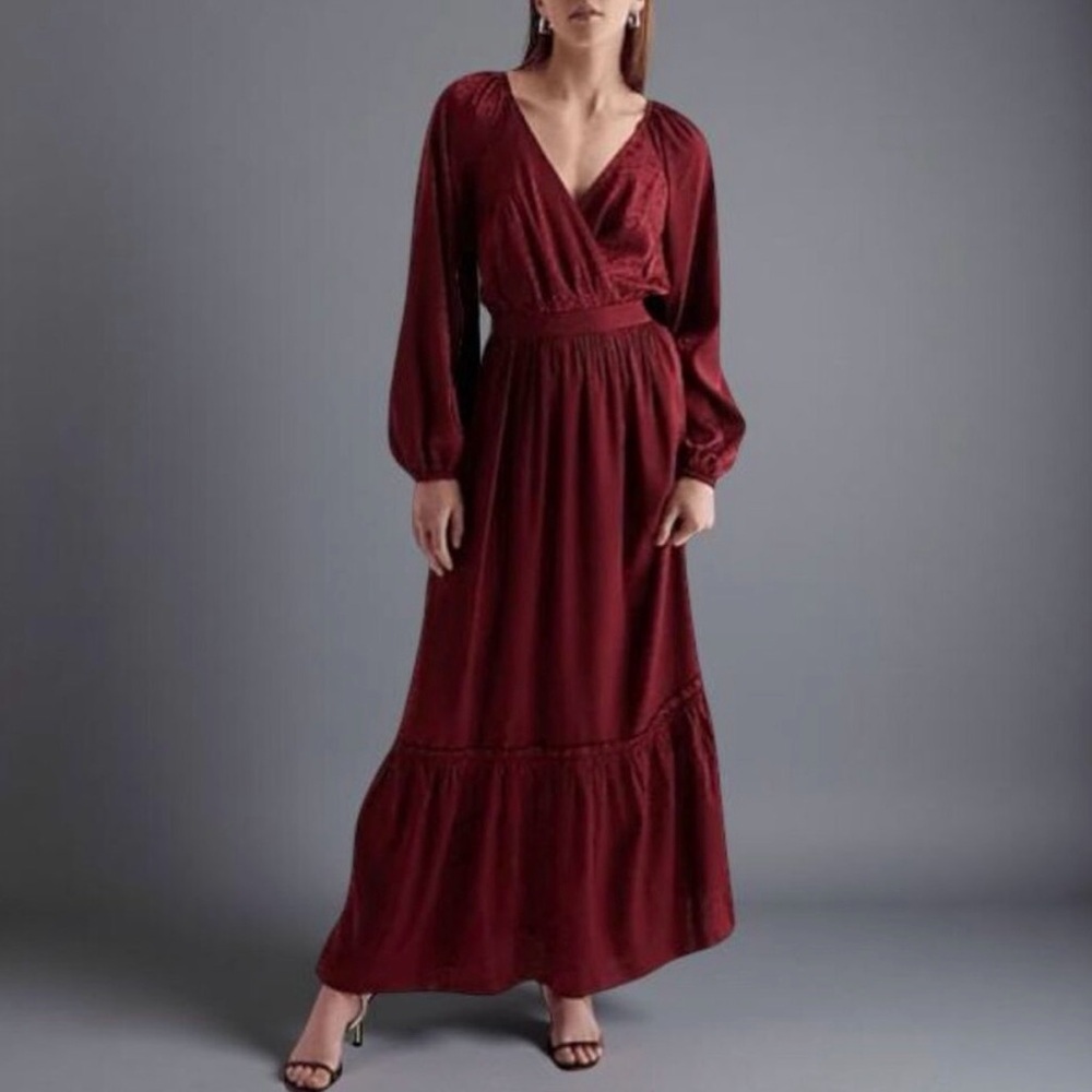 Express Deep Red Long Sleeve Dress